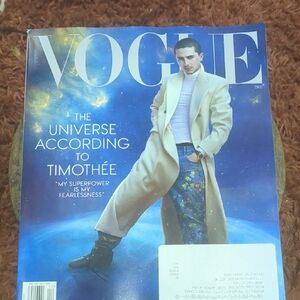 Vogue Magazine with Blue and Beige Cover